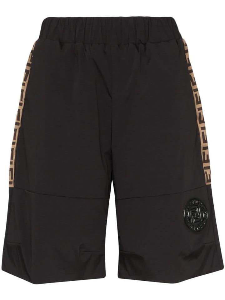 Fendi Ff Logo Panel Shorts - Black