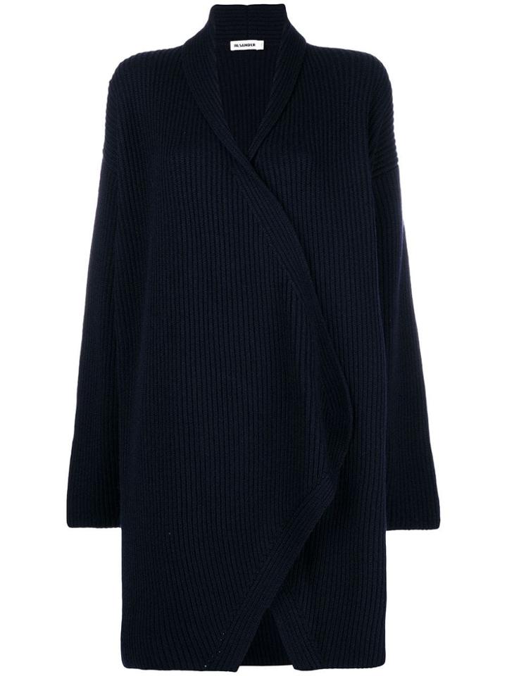 Jil Sander Ribbed Knit Long Cardigan - Blue