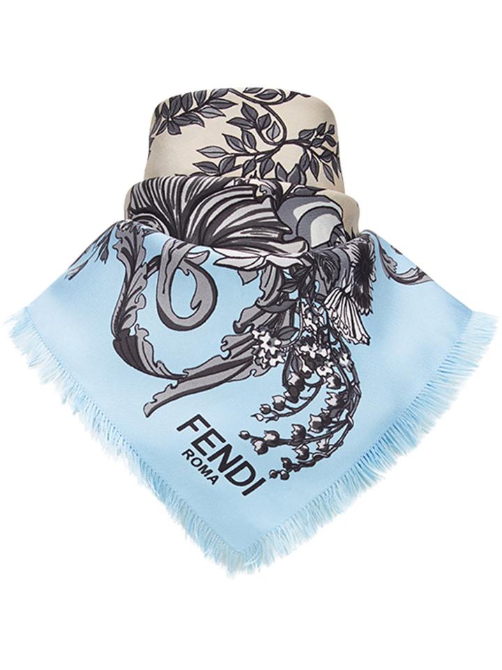 Fendi Floral Square Scarf - Blue