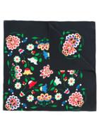 Reinaldo Lourenço - Floral Print Scarf - Women - Silk - One Size, Black, Silk