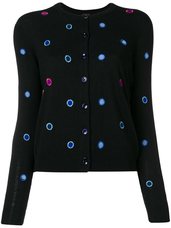 Ps By Paul Smith Polka Dot Embroidered Cardigan - Black