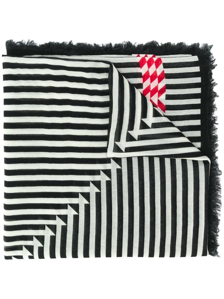 Haider Ackermann Optical Stripe Scarf - White