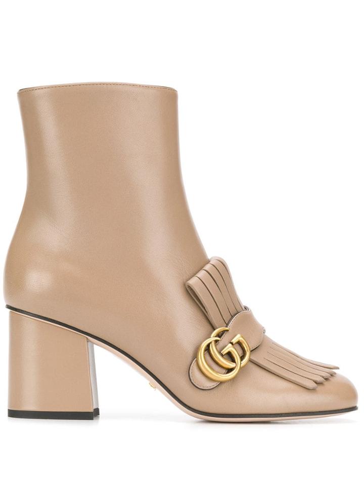 Gucci Marmont 75 Boots - Neutrals