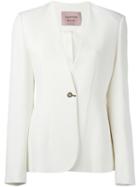Lanvin Collarless Single Button Blazer, Women's, Size: 36, White, Viscose/cotton