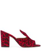 Paris Texas Leopard Print Block Heel Sandals - Red