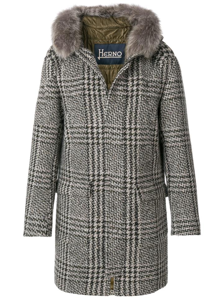 Herno Coyote Fur Trim Hooded Coat - Green