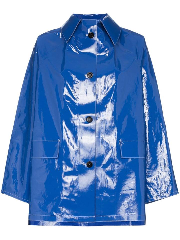 Kassl Patent Button Down Raincoat - Blue