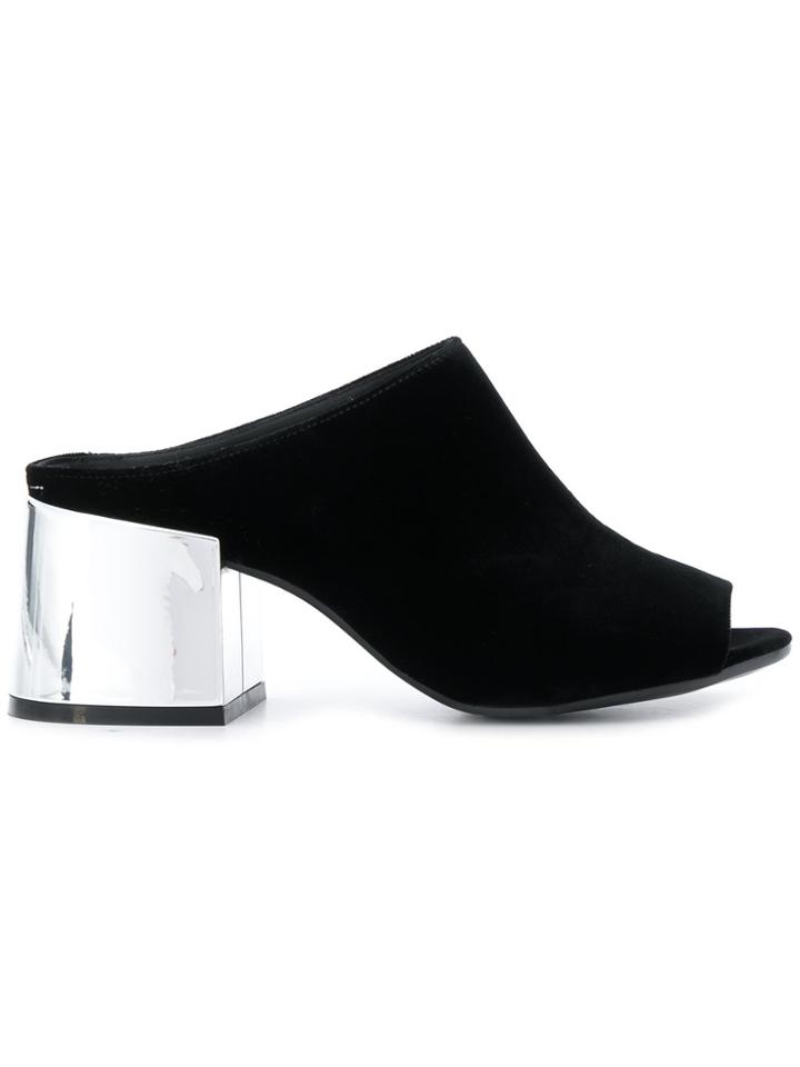 Mm6 Maison Margiela Metallic Heel Mules - Black