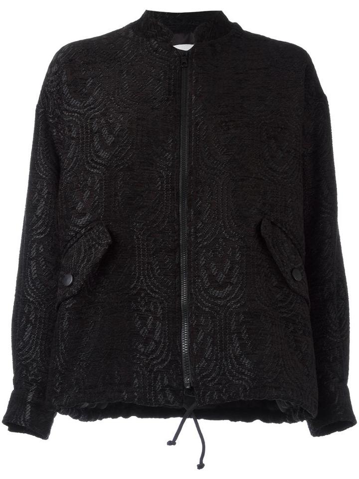 Essentiel Antwerp Patterned Bomber Jacket, Women's, Size: 40, Black, Viscose/polyester/acrylic
