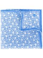 Canali Floral Pattern Pocket Square, Men's, Blue, Silk