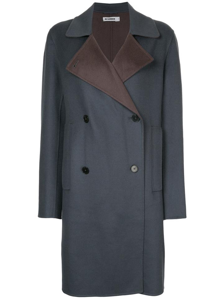 Jil Sander Double Breasted Coat - Blue
