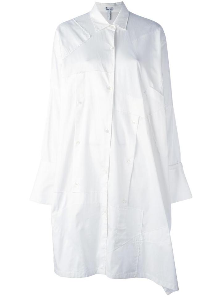 Loewe Patchwork Oversized Shirt Dress, Size: Small, White, Cotton