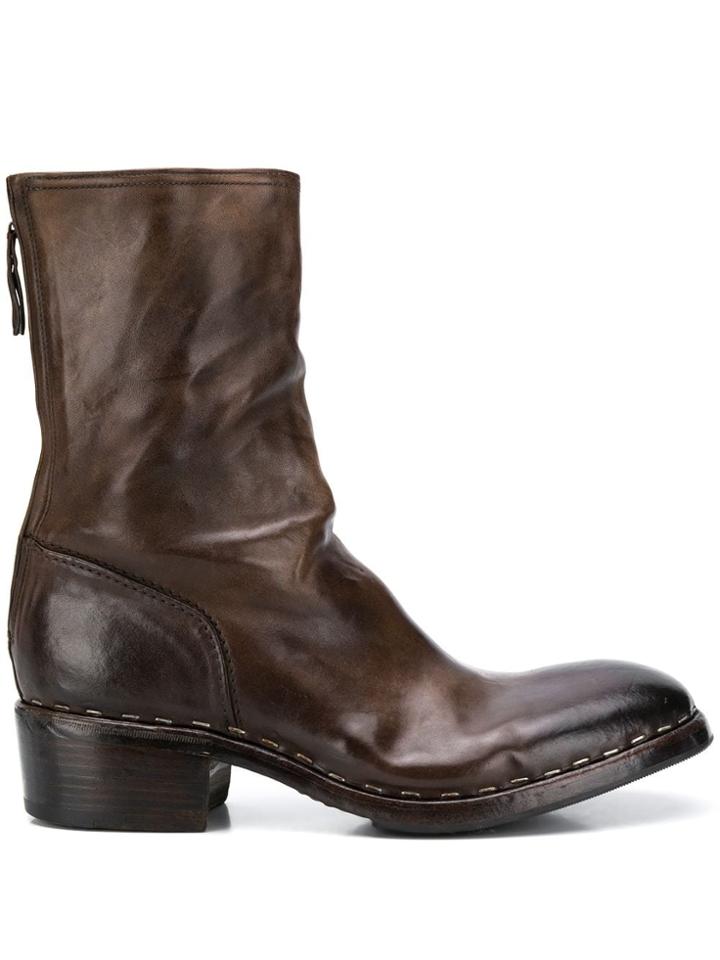 Premiata Contrast Stitching Ankle Boots - Brown