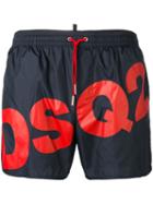 Dsquared2 Slanted Logo Swim Shorts, Men's, Size: 46, Blue, Polyamide