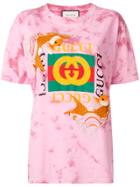 Gucci Fish Embroidered Fake Logo T-shirt - Pink & Purple