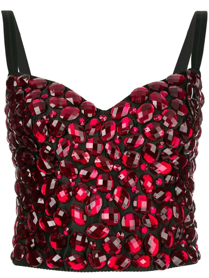 Dolce & Gabbana Embellished Cropped Top - Black