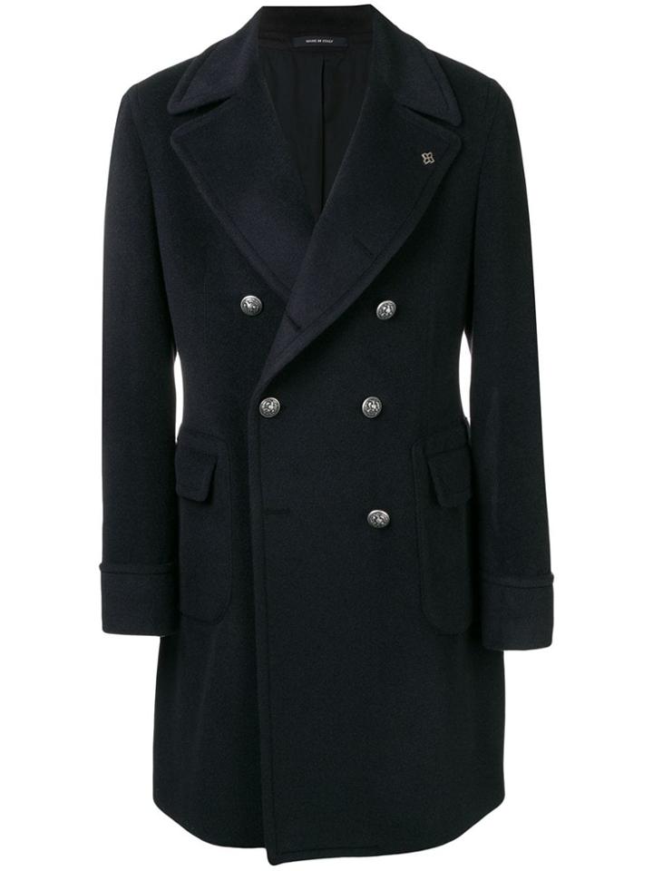 Tagliatore Double Breasted Overcoat - Blue