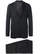 Lardini Flap Pockets Formal Suit, Men's, Size: 52, Grey, Wool/spandex/elastane/viscose/cupro