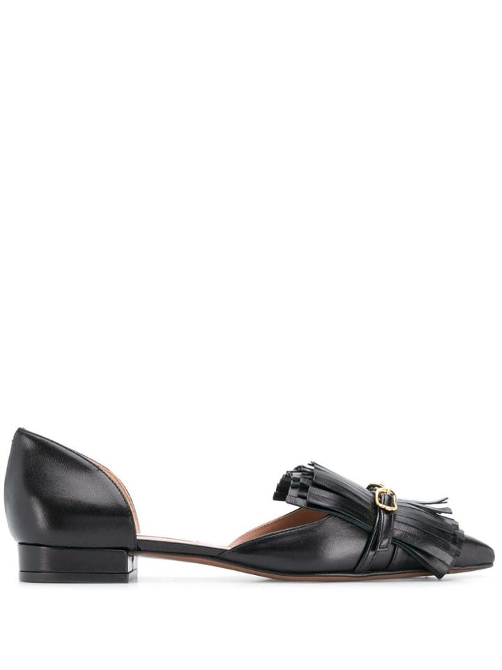 L'autre Chose Fringed Ballerina Shoes - Black