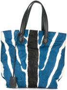 Fendi Vintage Zebra Print Tote Bag - Blue