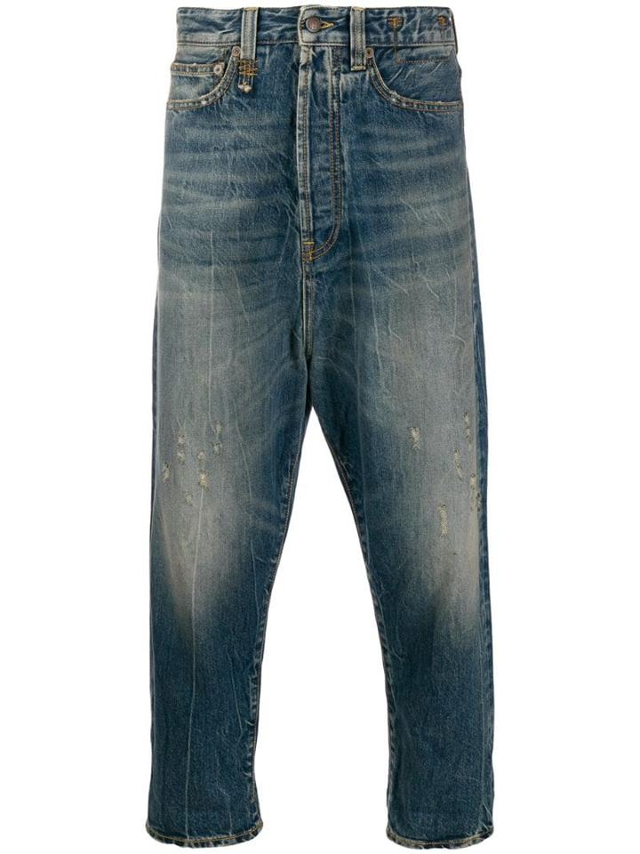 R13 Cropped Drop-crotch Jeans - Blue
