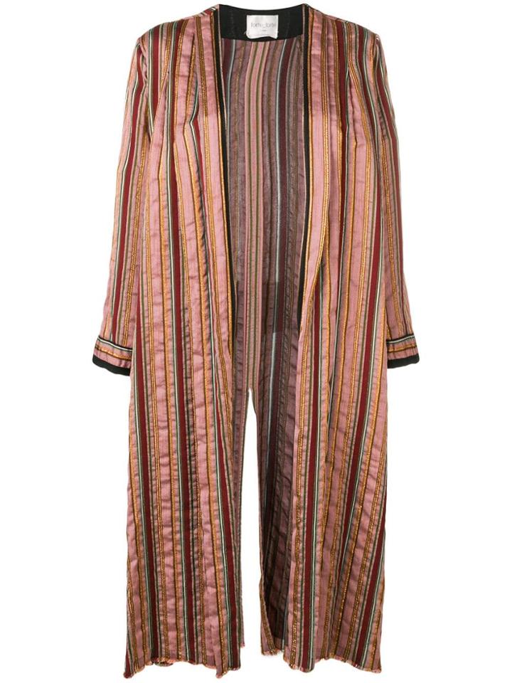Forte Forte Striped Loose-fit Coat - Pink