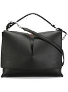 Jil Sander Cut-out Flap Shoulder Bag, Women's, Black, Calf Leather
