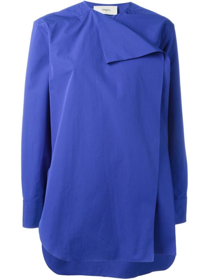 Ports 1961 Folded Front Shirt, Women's, Size: 42, Blue, Cotton