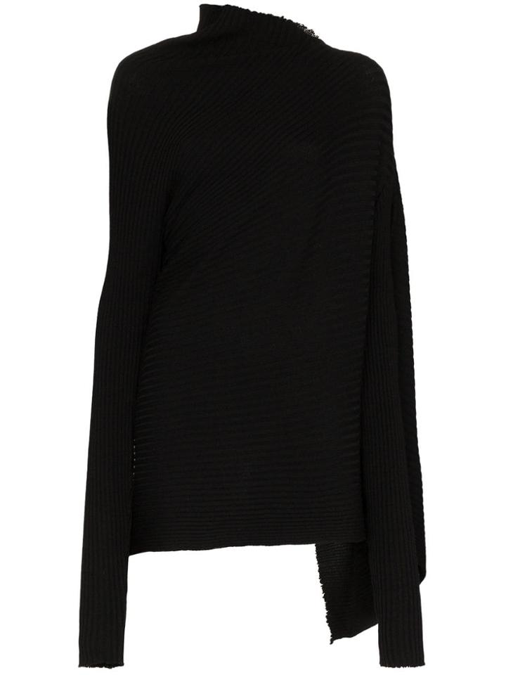 Marques'almeida Ribbed Asymmetric Wool Jumper - Black