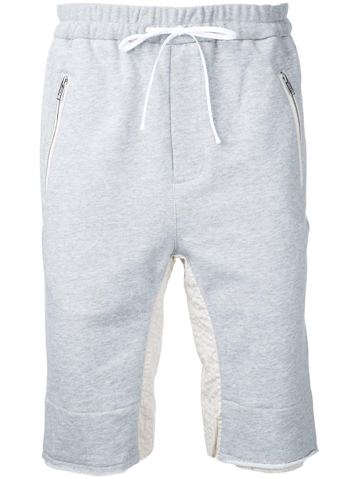 3.1 Phillip Lim Panel Casual Shorts, Men's, Size: Medium, Grey, Cotton