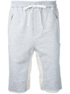 3.1 Phillip Lim Panel Casual Shorts, Men's, Size: Medium, Grey, Cotton