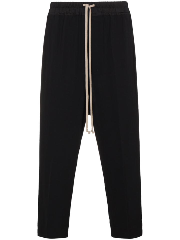 Rick Owens Black Drawstring Cropped Trousers