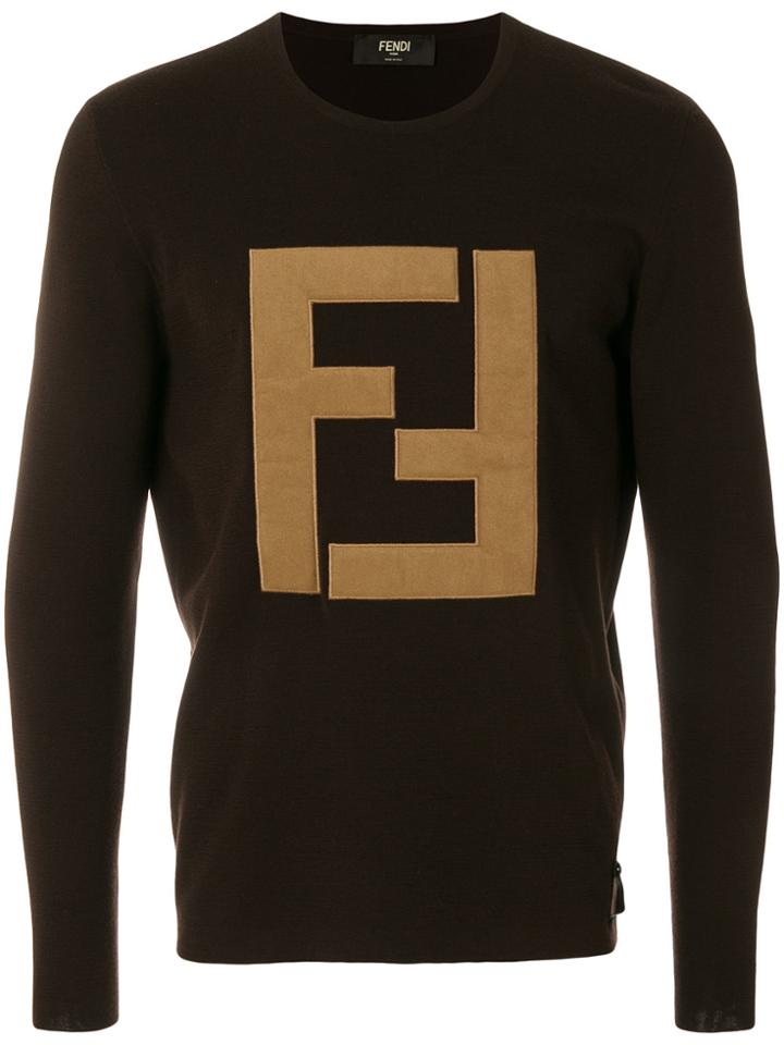 Fendi Front Logo Sweater - Brown