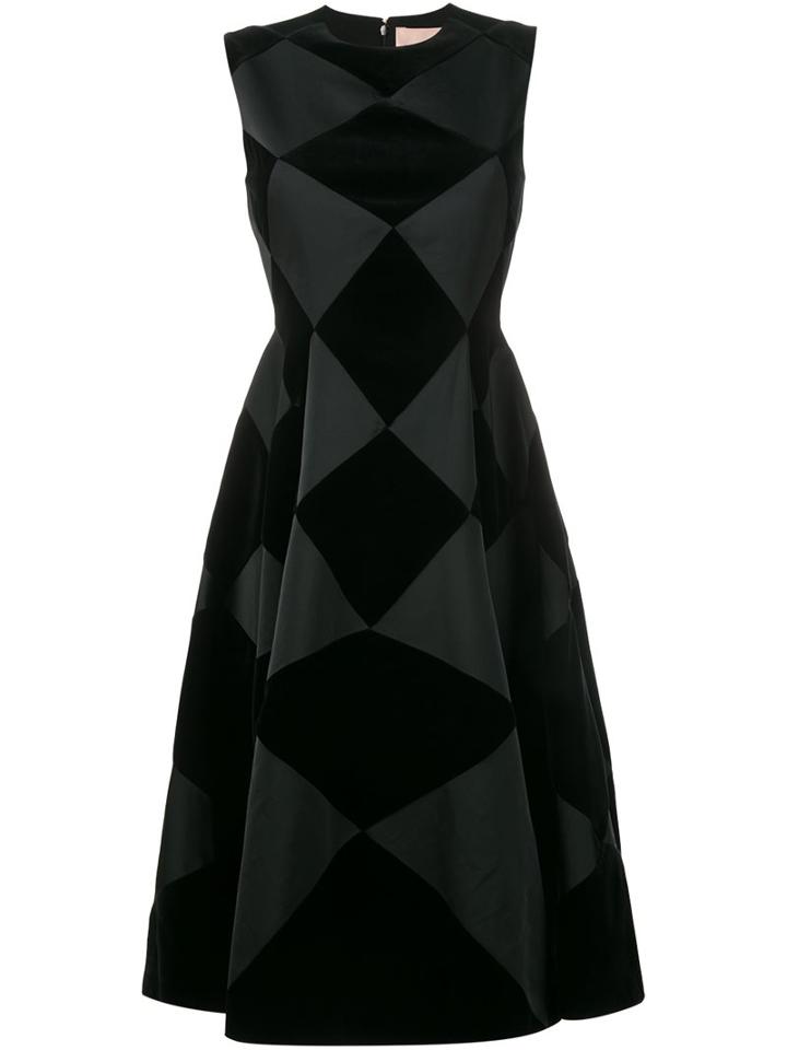 Roksanda 'avildsen' Diamond-check Dress, Women's, Size: 10, Black, Cotton/polyester/acetate/polyamide