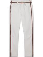 Burberry Straight Fit Leather Harness Detail Jeans - White