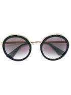 Prada Eyewear Round Frame Sunglasses, Women's, Size: 54, Black, Acetate/metal