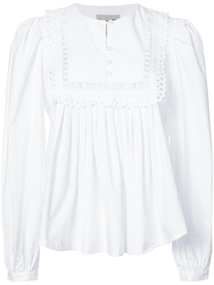 Sea Gathered Detail Frilled Blouse - White