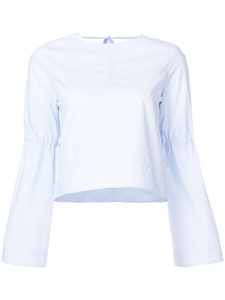 Derek Lam 10 Crosby - Long Sleeve Boxy Top With Ties - Women - Cotton - 4, Blue, Cotton