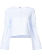 Derek Lam 10 Crosby - Long Sleeve Boxy Top With Ties - Women - Cotton - 4, Blue, Cotton