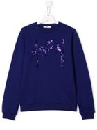 Msgm Kids Teen Sequin Logo Sweatshirt - Purple