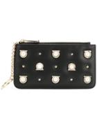 Salvatore Ferragamo Gancio Studded Coin Purse - Black