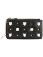 Salvatore Ferragamo Gancio Studded Coin Purse - Black