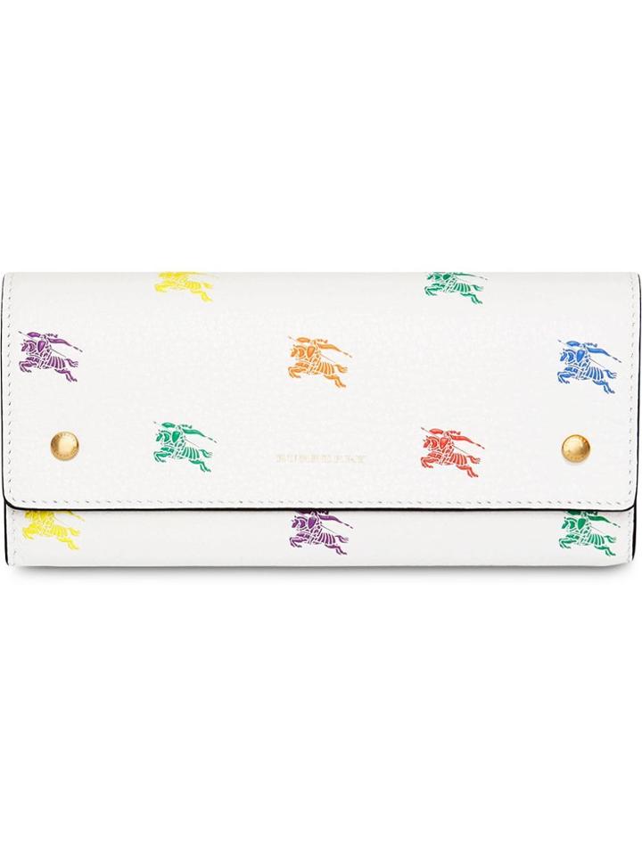 Burberry Ekd Leather Continental Wallet - White