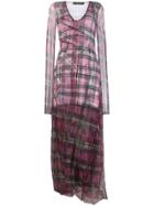 Y/project Sheer Check Maxi Dress - Purple