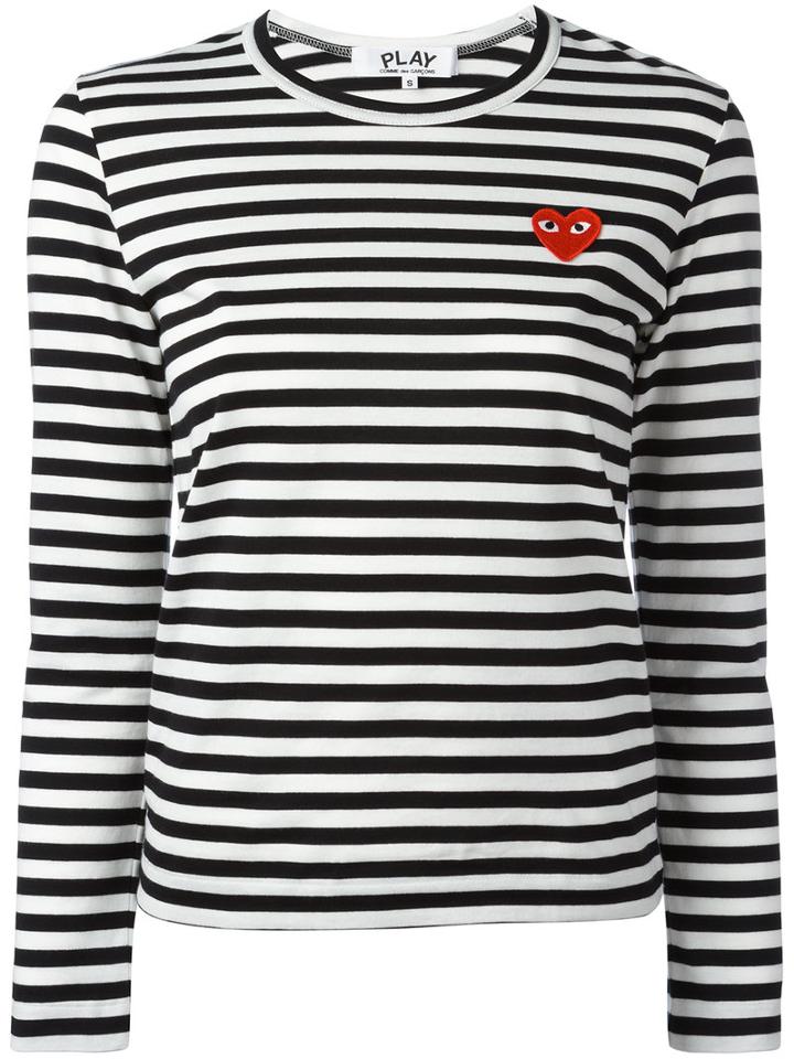 Comme Des Garçons Play - Logo Stamp Striped Top - Women - Cotton - L, Women's, Black, Cotton