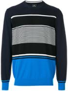 Ps By Paul Smith Striped Colour-block Top - Blue