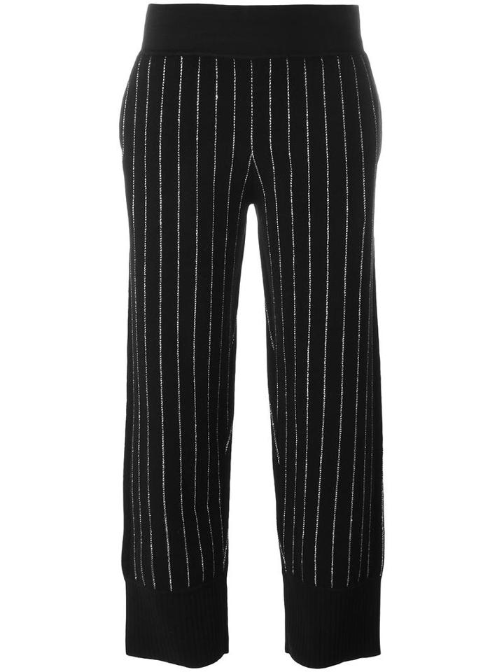 Opening Ceremony Pinstripe Knit Trousers, Women's, Size: Small, Black, Cotton/wool/spandex/elastane/lurex