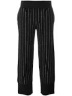 Opening Ceremony Pinstripe Knit Trousers, Women's, Size: Small, Black, Cotton/wool/spandex/elastane/lurex