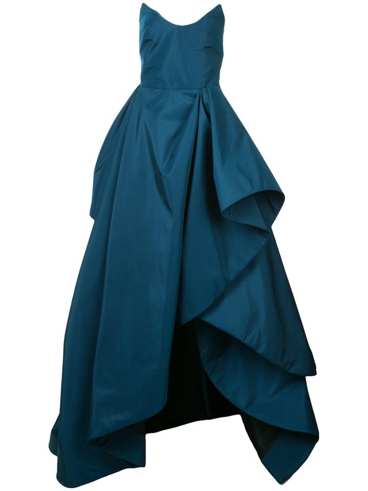 Oscar De La Renta Ruffle Draped Gown - Blue