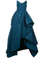 Oscar De La Renta Ruffle Draped Gown - Blue